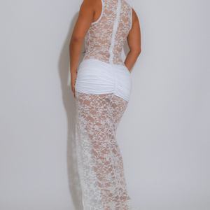 Vestido Maxi Elegante de Encaje para Mujer al por Mayor, sin Mangas, con Aberturas y Abertura Alta, Estilo Boutique, para Damas - Product Image 2