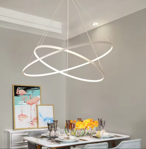 Nuevo DISEÑO DE Zeal Lighting, lámpara colgante redonda de 6 anillos, candelabros y luces colgantes con acabado de vidrio de metal negro y gris - Product Image 3