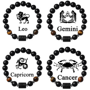 Braccialetto con Perline in Pietra Naturale all'Ingrosso, Trendy, con Segni Zodiacali per Capricorno, Gemelli, Acquario, Pesci, Ariete, Stile Buddista - Product Image 1