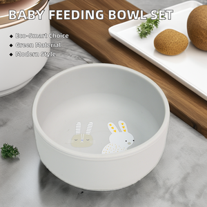 Manufacturer Wholesale Baby Feeding Set Hot Sale Modern <b>Silicone</b> Bowl Spoon <b>Bib</b> Customized Disposable Plate Bowl Set - Product Image 5