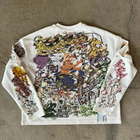 Streetwear personnalisé de printemps impression numérique 250gsm coton t-shirts graphiques bouton détachable gaufré tricot à manches longues t-shirt hommes