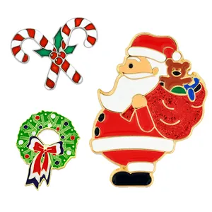 2023 New Plated Souvenir Custom Cute Snowman Santa Christmas Tree Enamel Pins Metal Crafts For Christmas