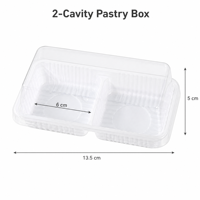 Boîte à gâteaux Mochi à 2 compartiments avec couvercle transparent, emballage rectangulaire en gros pour desserts, gâteaux au porc, choux à la crème, pâtisseries à emporter