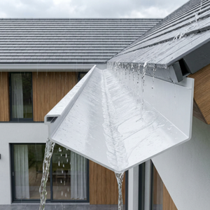 <span class=keywords><strong>Gouttière</strong></span> décorative extérieure et anti-pluie en <span class=keywords><strong>PVC</strong></span> extrudé en forme de U, installation rapide, durable, design moderne, ISO9001 - Product Image 2