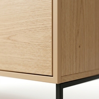 Meuble TV moderne en bois de chêne clair, console multimédia sans poignée sur mesure OEM pour salon et villa