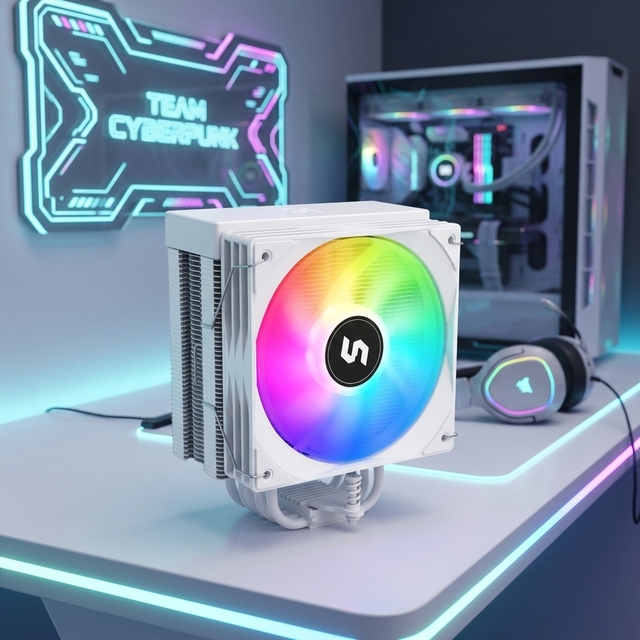 Mighty 230W TDP Digital CPU Air-Cooler 4 Copper Heatpipes Dual-Tower Dual-Tower Display Screen Computer Radiator Fan for Case