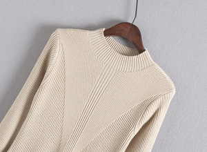 Y211005 <span class=keywords><strong>Vestito</strong></span> Lungo da Donna in Tinta Unita a Collo Alto in <span class=keywords><strong>Maglia</strong></span> Autunno Inverno Caldo Abito a Trapezio per Feste Natalizie - Product Image 5