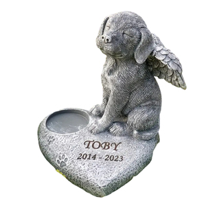 Estatua conmemorativa de <span class=keywords><strong>Cocker</strong></span> Spaniel de ala de Ángel personalizada, <span class=keywords><strong>cachorro</strong></span> de resina gris con base de corazón y ranura para urna de fotos - Product Image 1