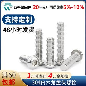 Wanqian Fasteners 304 Stainless Steel Pan Head Hex Socket Screws Metric ISO7380 Grade A A2-70 Standard Thread Plain Finish - Product Image 5