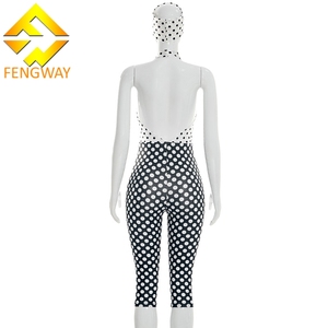 Abbigliamento Femminile Semplice e Creativo, <span class=keywords><strong>Tuta</strong></span> <span class=keywords><strong>Aderente</strong></span> Sexy a Pois Bianchi e Neri - Product Image 3