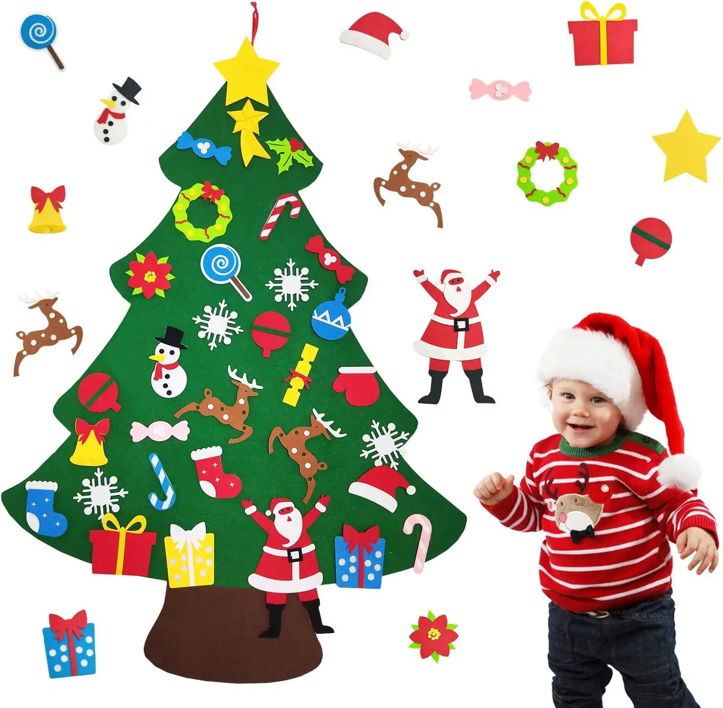 El más nuevo diseño gran stock vacaciones DIY fieltro árboles de Navidad hechos a mano adornos navideños entrega fieltro árbol de Navidad