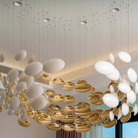 Lustre moderne doré carré/œuf allongé, sur mesure pour projets d'ingénierie, villa, escalier, hall d'hôtel, hauteur réglable, économe en énergie