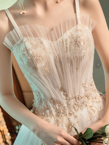 Nouvelle lumière mariée Style français Mori TikTok <span class=keywords><strong>en</strong></span> <span class=keywords><strong>ligne</strong></span> Sensation fée fille parole longueur à lacets dos appliques robe de mariée avec queue - Product Image 2