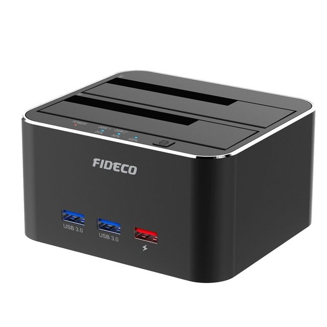 FIDECO Sata 2.5 3.5 Dual Bay 3 Usb 3.0 Ports Offline Cloner External Hard Drive Hdd 2.5 Ssd Docking Station Docking Aluminum