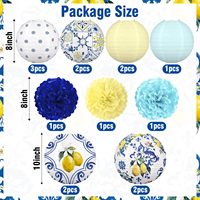 Lanternes en papier citron : Décorations de fête jaunes et bleues, style méditerranéen, à suspendre pour enterrement de vie de jeune fille, anniversaire, mariage