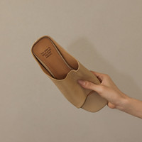 Mules tendance à bout carré et ouvert, en cuir de vachette minimaliste, sandales à enfiler chic à talon bas, chaussures d'été, petite quantité minimale de commande, boutique
