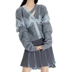 Cárdigan de un solo botón elegante para mujer al por mayor, prendas de punto bonitas y cómodas con nuevas características y diseño de borlas de abrigo - Product Image 1