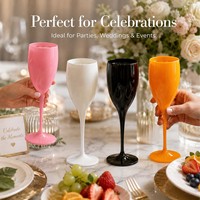 Verres à vin en plastique incassable de 180 ml (6 oz) avec logo personnalisé, flûtes à champagne colorées réutilisables, gobelets pour fête, mariage, bar