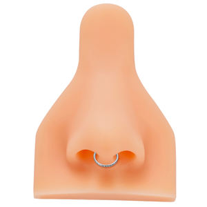 ASTM-anillos de titanio F136 GZN, clips de pasador con bisagras, pendientes de círculo de Nariz de segmento de aro con CZ, joyería para Piercing en los lados - Product Image 3