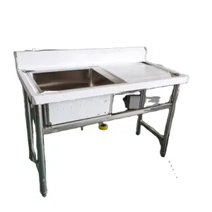 Mutfak ekipmanları fabrika iyi fiyat paslanmaz çelik sıcak satış mutfak lavabo çalışma masası ile drainboard ile tek kase