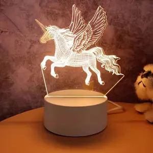 핫 세일 크리 에이 티브 도매 3D 야간 조명 USB 플러그인 실내 따뜻한 빛 침대 옆 램프 선물 활동에 실용적