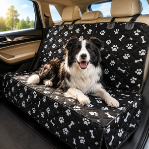 Funda de Asiento de <span class=keywords><strong>Coche</strong></span> para Perro, Diseño Moderno con Estampado de Huellas, Acolchada, Impermeable, Antiarañazos, Lavable - Product Image 1