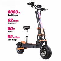 Scooter Eléctrico Toursor X8 60V 40Ah con Doble Motor, Velocidad de 80 km/h, 8000W, Plegable de 13 Pulgadas para Adultos