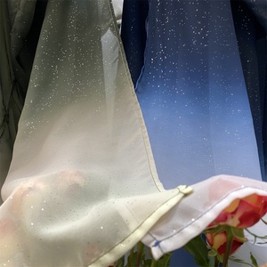 Popular Abaya Set Sparkle Starry Sky Gradient Color Cardigan With Long Hijab Muslim Islamic Women Classy Abaya 2PCS Set 67501# - Product Image 2