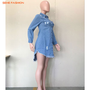 Robe en jean déchirée pour <span class=keywords><strong>femme</strong></span> 81203-MX79, design asymétrique, vêtements pour <span class=keywords><strong>femme</strong></span> - Product Image 5