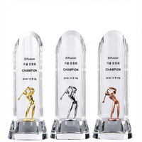Trophée Sportif en Cristal Or Argent Bronze pour Golfeur, Plaque de Récompense en Verre Transparent Anti-UV Écologique, Cadeaux de Bienvenue pour le Golf Gravés