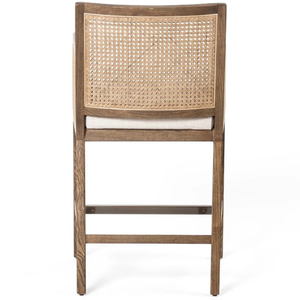 Tabouret de bar haut durable Antonia Cane Counter en polyester, lin, bois massif et fer forgé pour bar à domicile - Product Image 2