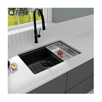 Évier composite noir 8048 de 31 pouces, évier composite en granit blanc, évier simple avec poste de travail, éviers de cuisine