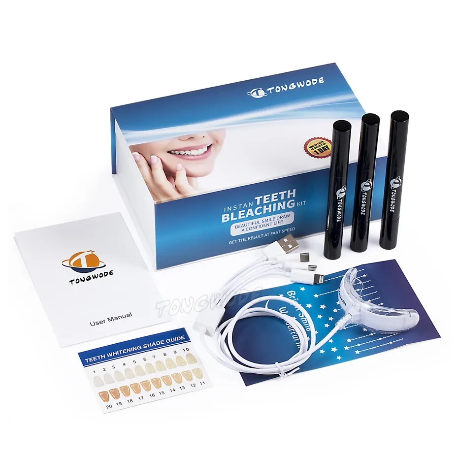 Tongwodewire Tanden Bleken Kit 2Ml Tanden Wijting Gel Whitening Tanden Whitening Kit Met Led Light Bleken Tand Led Light Home Use