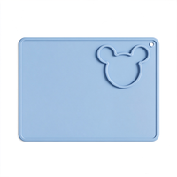 Set de table en silicone avec compartiment en forme d'ours, tapis de repas antidérapant pour enfants, tapis de table en silicone de qualité alimentaire réutilisable pour manger