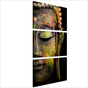 Soggiorno 3 pezzo Buddha pittura Immagine di Buddha stampe parete della tela di canapa di arte