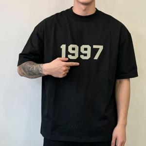 Camiseta Negra de Manga Corta <span class=keywords><strong>Fear</strong></span> 1997, Deportiva, Casual, Cuello Redondo, Corte Regular, 100% Algodón, por Huzaifa Products God - Product Image 3