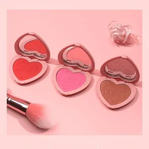 Face waterproof vegan palette custom shaped logo high pigment bronzer & highlighters blush power heart shape glitter blush