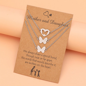In acciaio inox mamma e <span class=keywords><strong>figlia</strong></span> coppia Set collana gioielli festa della mamma <span class=keywords><strong>regalo</strong></span> cuore farfalla ciondolo di dente di leone collana di corrispondenza - Product Image 2