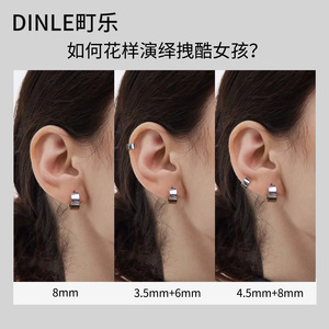 S925 Silver Huggie <b>Earrings</b> Geometric Unisex Everyday Wear 925 Silver Ear <b>Post</b> - Product Image 5