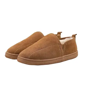 Zapatos sin cordones Romeo de lana de invierno para hombre, zapatillas de piel de oveja australiana auténtica para casa interior, fabricación de zapatillas