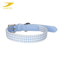 Collier pour chien en cuir véritable doublé pied-de-poule, personnalisable OEM/ODM, avec boucle métallique réglable et anneau en D, confortable et souple