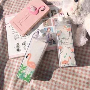 Bouteille d'eau en plastique transparente portable rectangulaire de sport mignonne de 500 ml, bouteille d'emballage, bouteille à boire - Product Image 5