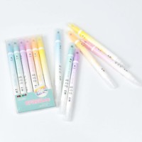 Lot de 6 surligneurs effaçables aux couleurs pastel douces, fourniture d'usine, pour journalisation, prise de notes, papeterie scolaire