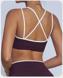 Soutien-gorge de sport pour femme à double bretelle fine croisée dans le dos, rembourrage amovible, maintien léger, idéal pour le Pilates, le yoga, la gym et l'entraînement (vente en gros) - Product Image 2