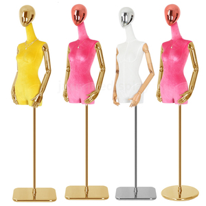 Maniquí femenino cubierto de tela de terciopelo colorido de alta calidad, cuerpo completo para pantalones, exhibición de pantalones, maniquí de pie para <span class=keywords><strong>mujer</strong></span> - Product Image 4