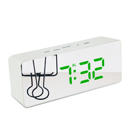 Horloge de table numérique électronique intelligente LED EMAF Home Decor, effet miroir, réveil numérique avec fonction snooze et rétroéclairage