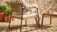 Chaise de jardin d'extérieur en tressage de corde au design moderne - Résistante aux intempéries et écologique