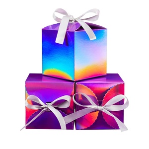 Eco Friendly Custom Logo Elegant Gift Packaging Cardboard Holographic <b>Paper</b> Box With Ribbon - Product Image 1