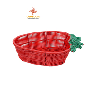 H & T 2025 Oem Aardbei Geweven Fruitmand Brood Bloem Picknick Handgemaakte Geweven Rieten Rotan Opbergmand