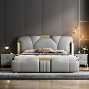 Meubles pour chambre à coucher Modernas Cama Matrimonial Queen Bett Cadre de <span class=keywords><strong>lit</strong></span> de luxe <span class=keywords><strong>Lit</strong></span> en bois king Size Up-holstered Home Muebles <span class=keywords><strong>Lit</strong></span> Complet - Product Image 5